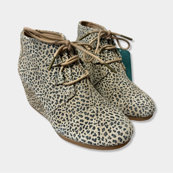 Toms Kala Desert Cheetah Leopard Animal Print Lace Up Wedge Ankle Bootie Boots 6 - Picture 5 of 10